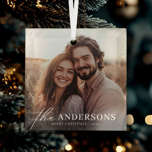 Minimalistisch Modern Couple New Foto Weihnachten Ornament Aus Glas