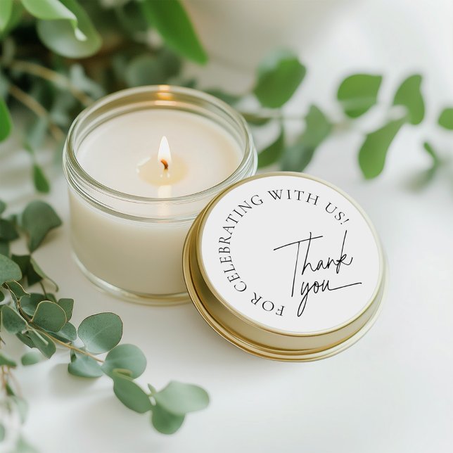 Minimalistisch Modern Dankeschön Gastgeschenk Hoch Runder Aufkleber (Minimalist Modern Thank You Wedding Favor Classic Round Sticker)