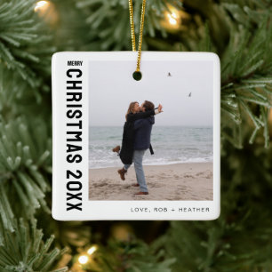 Minimalistisch Modern Ein Foto Personalisiert Weih Keramikornament