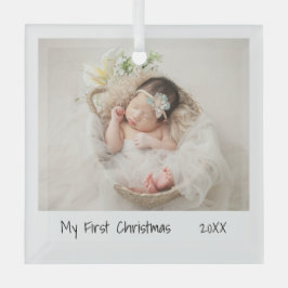 Minimalistisch Modern First Christmas Foto Baby Ornament Aus Glas