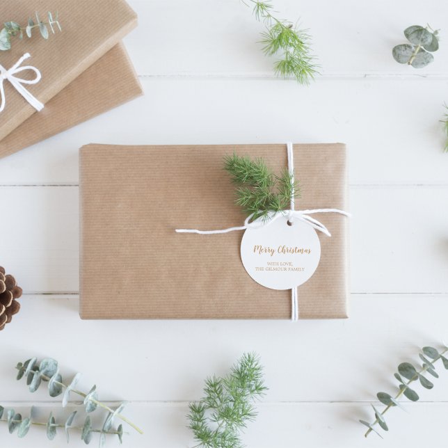 Minimalistisch Modern|Gold Frohe Weihnachtsfeierta Runder Aufkleber (Von Creator hochgeladen)