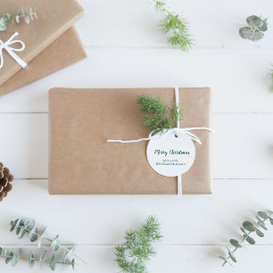 Minimalistisch Modern Green Frohe Weihnachtsgesche Runder Aufkleber