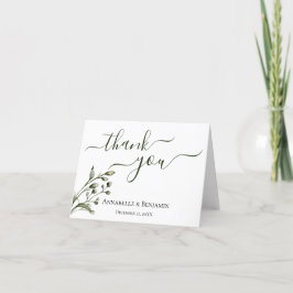 Minimalistisch Modern Green + White Wedding Vielen Dankeskarte