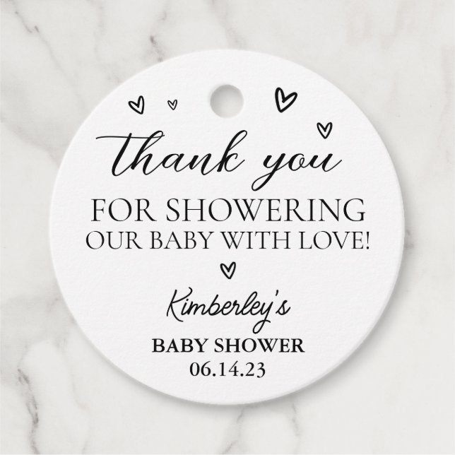 Minimalistisch Modern Hello Baby Dusche Vielen Dan Geschenkanhänger (Vorderseite)