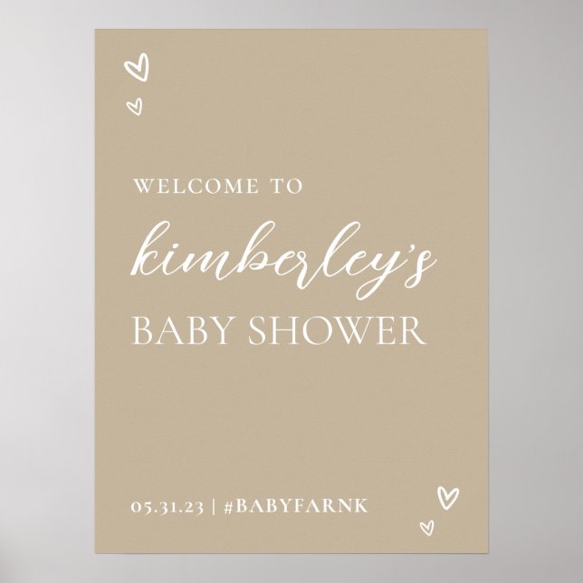 Minimalistisch Modern Hello Baby Dusche Willkommen Poster (Vorne)