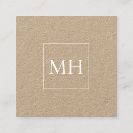 Minimalistisch Modern Initials Monogram Kraft Quadratische Visitenkarte