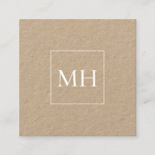Minimalistisch Modern Initials Monogram Kraft Quadratische Visitenkarte
