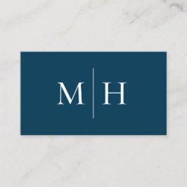 Minimalistisch Modern Line Initials Monogram Blue Visitenkarte