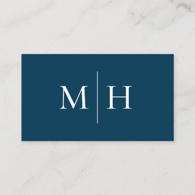 Minimalistisch Modern Line Initials Monogram Blue Visitenkarte (Vorderseite)