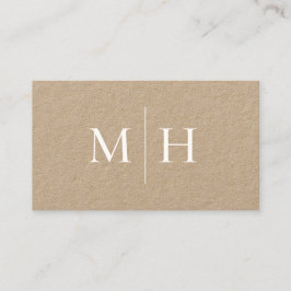 Minimalistisch Modern Line Initials Monogram Kraft Visitenkarte