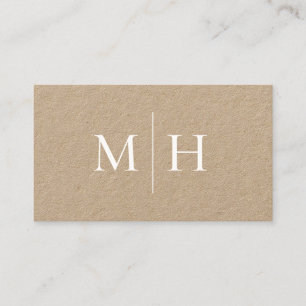 Minimalistisch Modern Line Initials Monogram Kraft Visitenkarte