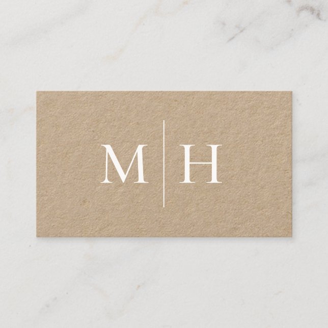 Minimalistisch Modern Line Initials Monogram Kraft Visitenkarte (Vorderseite)