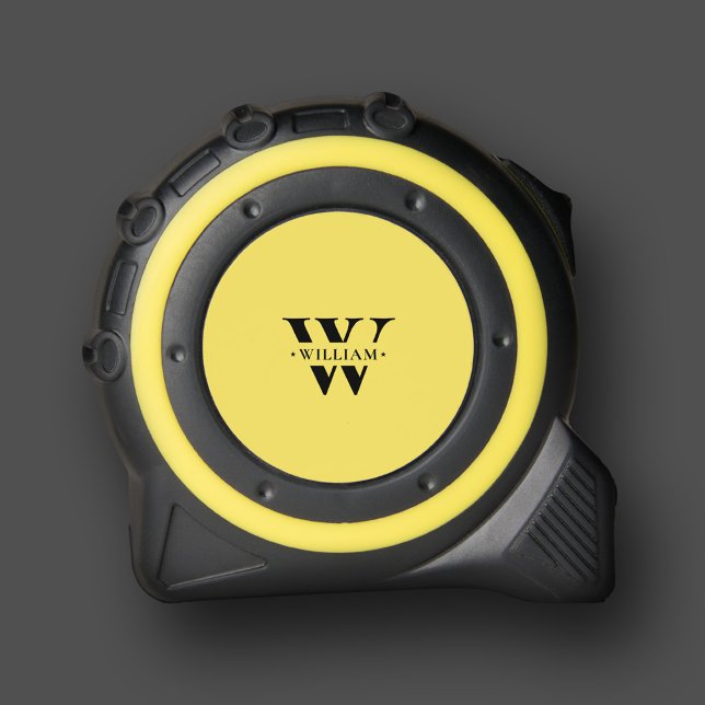 Minimalistisch-Modern-Monogramm-Erstgelb Maßband (Minimalist Modern Monogram Initial Black Yellow Tape Measure
)