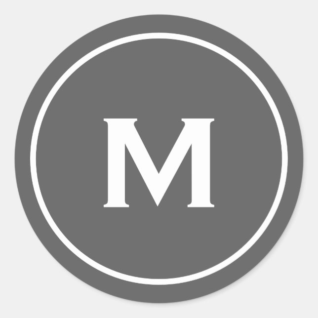 Minimalistisch-Modern-Monogramm-Grau Runder Aufkleber (Vorderseite)