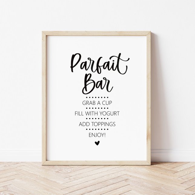 Minimalistisch Modern Parfait Bar Brunch Sign Poster (Parfait Bar sign with instructions)