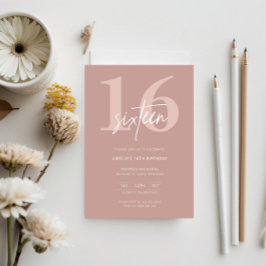 Minimalistisch Modern Pink 16. Geburtstagsparty Einladung