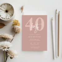 Minimalistisch Modern Pink 40. Geburtstag Party