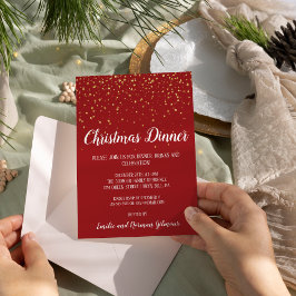 Minimalistisch Modern Red Christmas Dinner Gold Folieneinladung