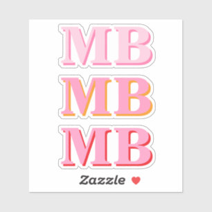 Minimalistisch Modern rosa Anfangsmonogramm Aufkleber