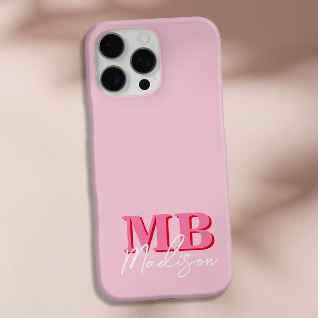 Minimalistisch Modern rosa Anfangsmonogramm Case-Mate iPhone Hülle (Von Creator hochgeladen)