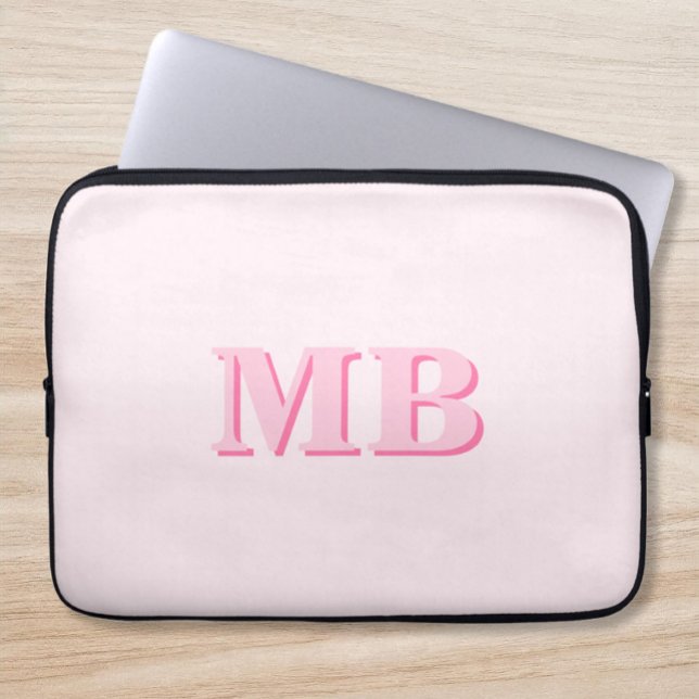 Minimalistisch Modern rosa Anfangsmonogramm Laptopschutzhülle (Von Creator hochgeladen)