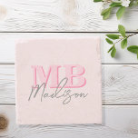 Minimalistisch Modern rosa Anfangsmonogramm Steinuntersetzer<br><div class="desc">Erstellen Sie Ihre eigenen personalisierten Untersetzer mit modernen minimalistischen Initialen und Skriptkalligraphie-Monogramm-Namen.</div>