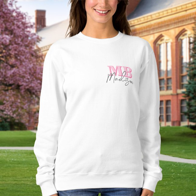Minimalistisch Modern rosa Anfangsmonogramm Sweatshirt (Von Creator hochgeladen)