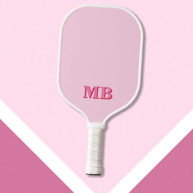 Minimalistisch Modern rosa Erstmonogramm Pickleball Schläger (Von Creator hochgeladen)