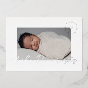 Minimalistisch + Modern Script Foil Birth Ankündig Folieneinladung