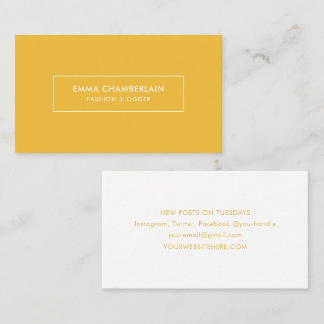Minimalistisch Modern Simple Boho Yellow Visitenkarte (Vorne/Hinten)