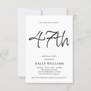 Minimalistisch Modern Simple Calligraphy 47. Gebur Einladung