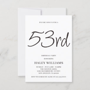 Minimalistisch Modern Simple Calligraphy 53. Gebur Einladung