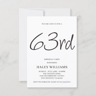 Minimalistisch Modern Simple Calligraphy 63. Gebur Einladung