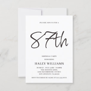 Minimalistisch Modern Simple Calligraphy 87. Gebur Einladung
