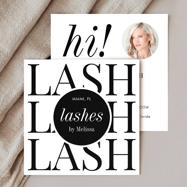 Minimalistisch Modern Simple Lashes Salon Foto Quadratische Visitenkarte (Minimalist lashes business cards with photo - perfect for lash techs & lash salons or boutiques)