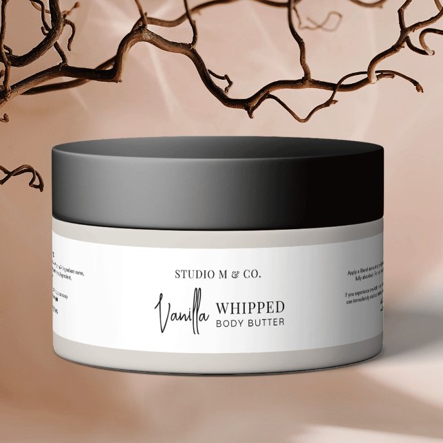 Minimalistisch Modern Sugar Scrub Lotion 4 OZ 120g (Modern fully editable 4 OZ cosmetic jar wrap around label (verify size for a good fit))