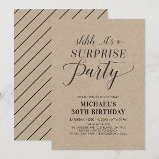 Minimalistisch Modern Surprise 30. Geburtstag Part Einladung