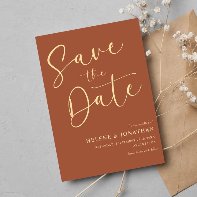 Minimalistisch Modern Terracotta auf dem Monte Tam Save The Date (Minimalist Modern Terracotta Elegant Wedding Save The Date)