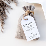 Minimalistisch Modern Wedding Vielen Dank für Ihre Geschenkanhänger<br><div class="desc">Chic schlicht und modern bevorzugen Hochzeitsmarke,  die danke in schwarzem Schriftart mit dekorativem Herzen sagt.</div>