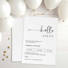 Minimalistisch-Moderne 60. Geburtstagsparty Einlad Einladung