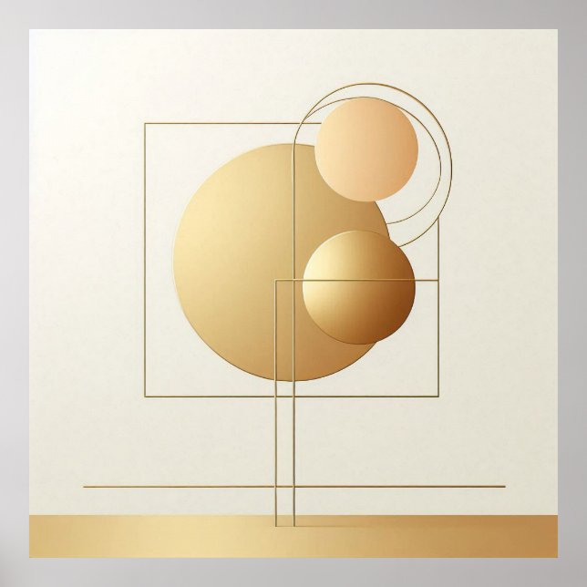 Minimalistisch Moderne Abstrakte Kunst Gelb Gold Poster (Vorne)