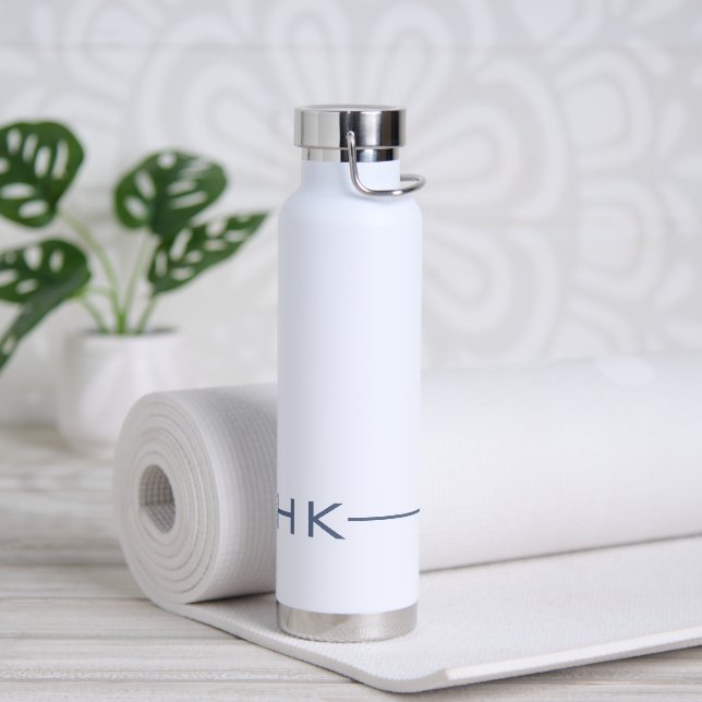 Minimalistisch-Moderne Blaue Mit Monogramm Initial Trinkflasche (Yoga)