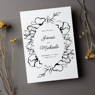 Minimalistisch Moderne Blumenkizze Hochzeit Save The Date