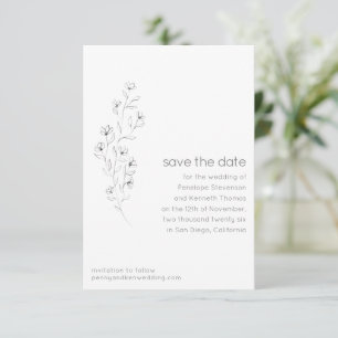 Minimalistisch Moderne Blumenkizze Hochzeit Save The Date