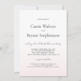 Minimalistisch Moderne Blush Pink Fade Chic Hochze Einladung