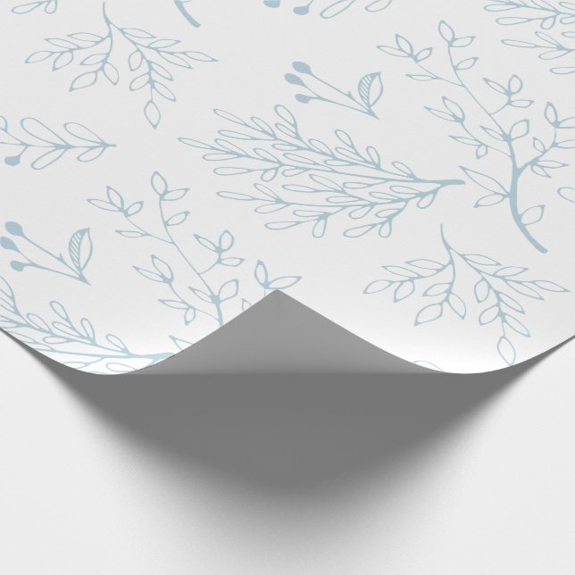 Minimalistisch Moderne botanische blaue Blätter Geschenkpapier (Ecke)
