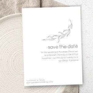Minimalistisch Moderne botanische Zeichnend Chic W Save The Date