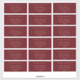 Minimalistisch Moderne Dark Red Wedding Guest Addr Aufkleber