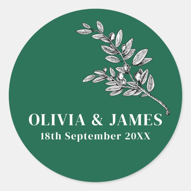 MINIMALISTISCH MODERNE EINFACHE GASTGESCHENK HOCHZ RUNDER AUFKLEBER (Vorderseite)