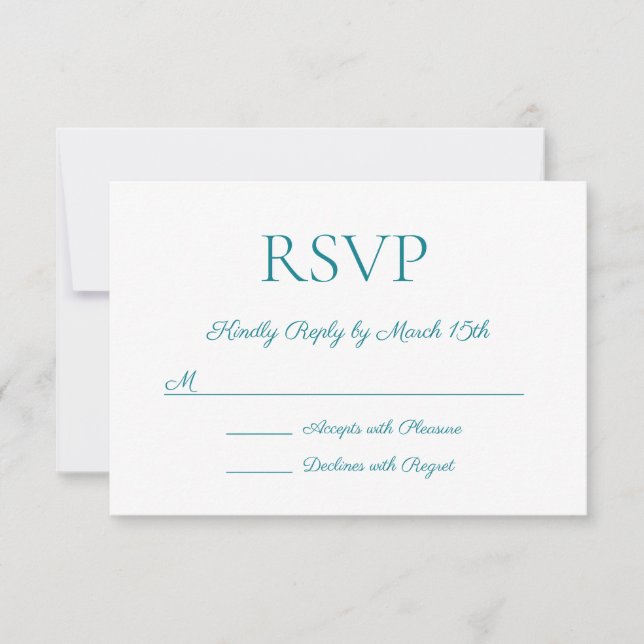 Minimalistisch Moderne Elegance Aquamarine Hochzei RSVP Karte (Vorderseite)